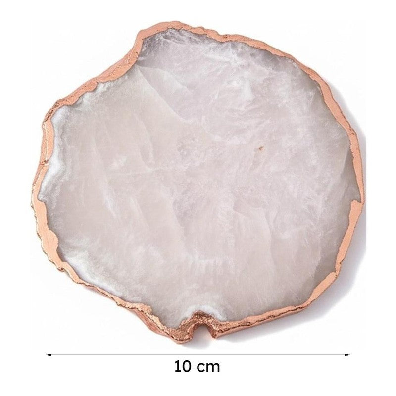 Suzzaine Handcrafted Crystal Agate Coaster (White) - Set Of Four media 6