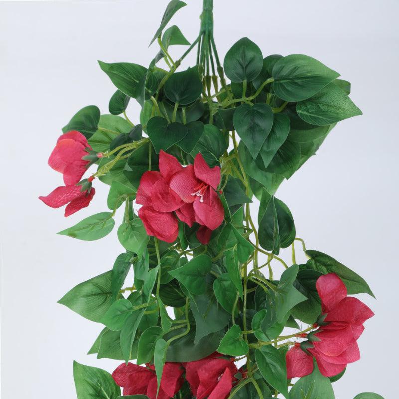 Faux Bougainville Vine Hanging Plant - Red media 4