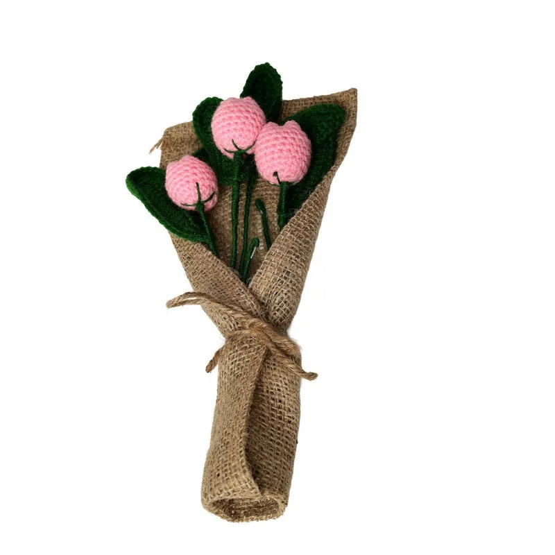Crochet Handmade Rose Bouquet (Pink) - Set Of Three media 3