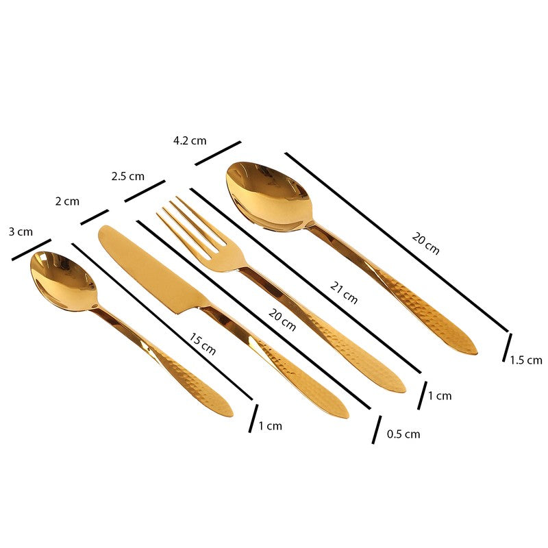 Novara Stainless Steel Cutlery Set (Gold) - Twenty Four Piece Set media 5