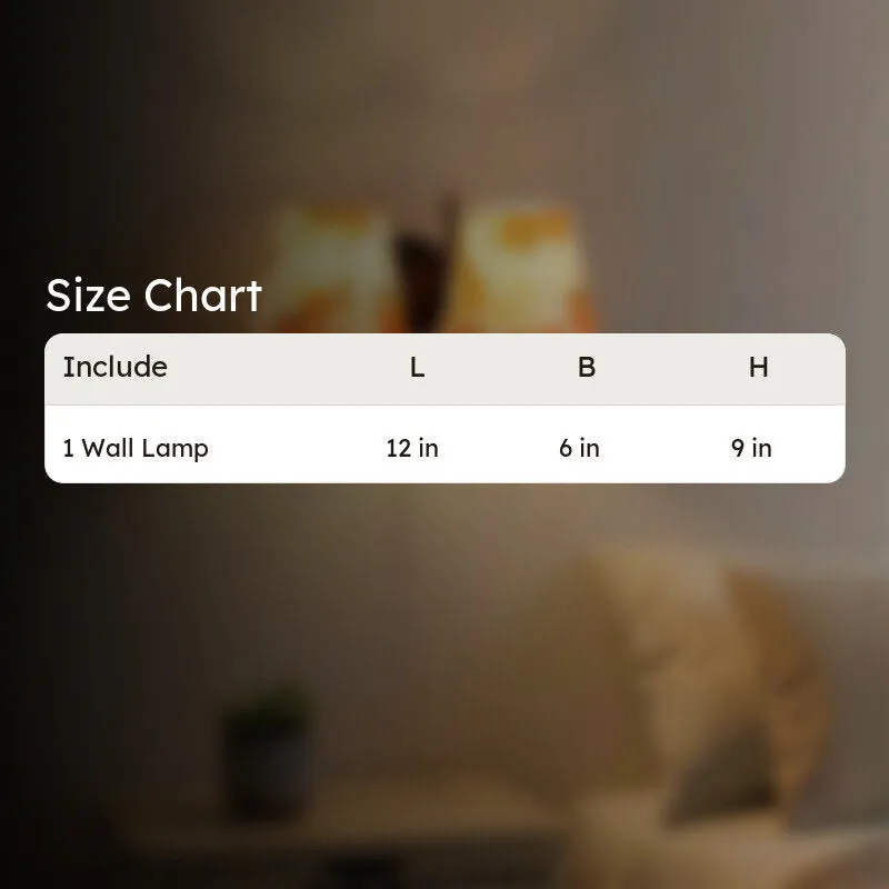 Size chart graphic for one wall lamp