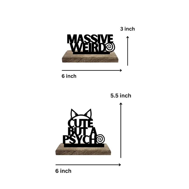 Eccentric & Adorable Psycho-Chic Typography Showpiece - Set Of Two media 7