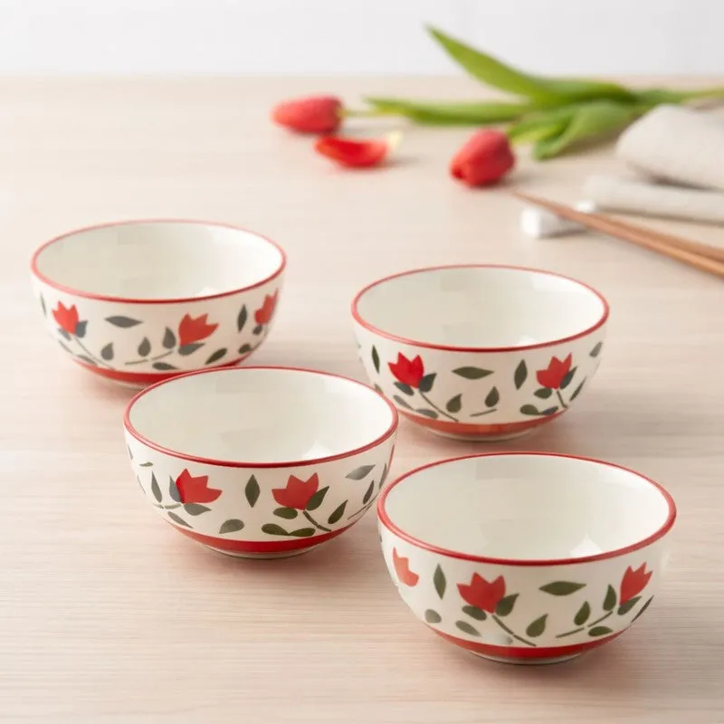 Urban Ceramic Snack Bowls (Red,White, 180 mL Each) - Set Of Four media 3