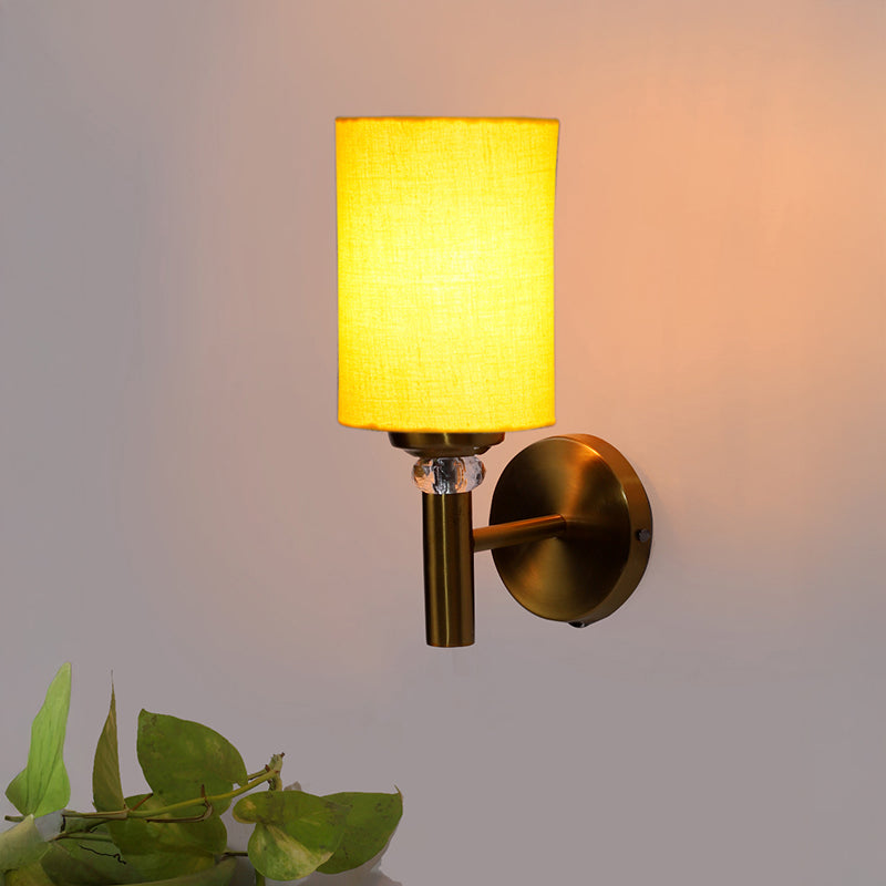 Sienna Steel & Cotton Wall Lamp - Yellow