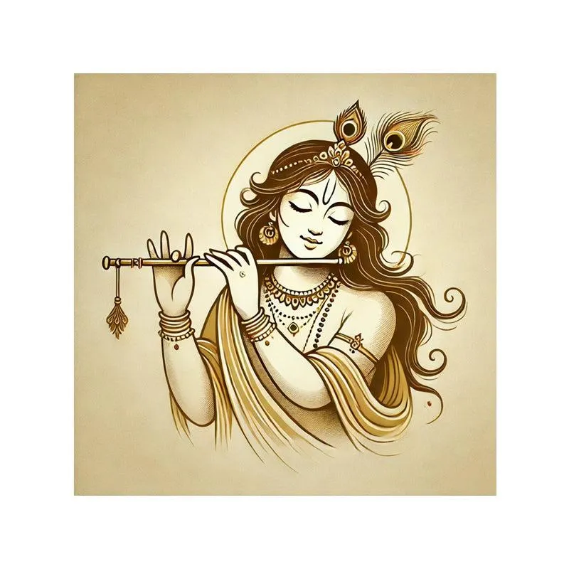 Krishna's Melodic Essence Wall Painting media 4