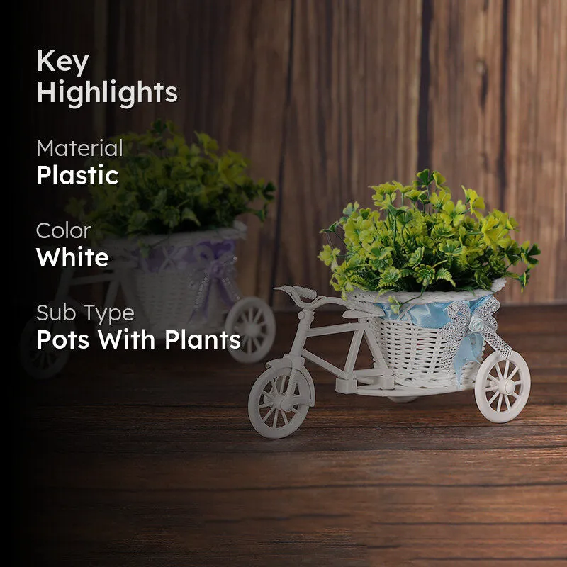 Faux Yellow Plant On Tiny Cycle Rikshaw - Set of Two media 2