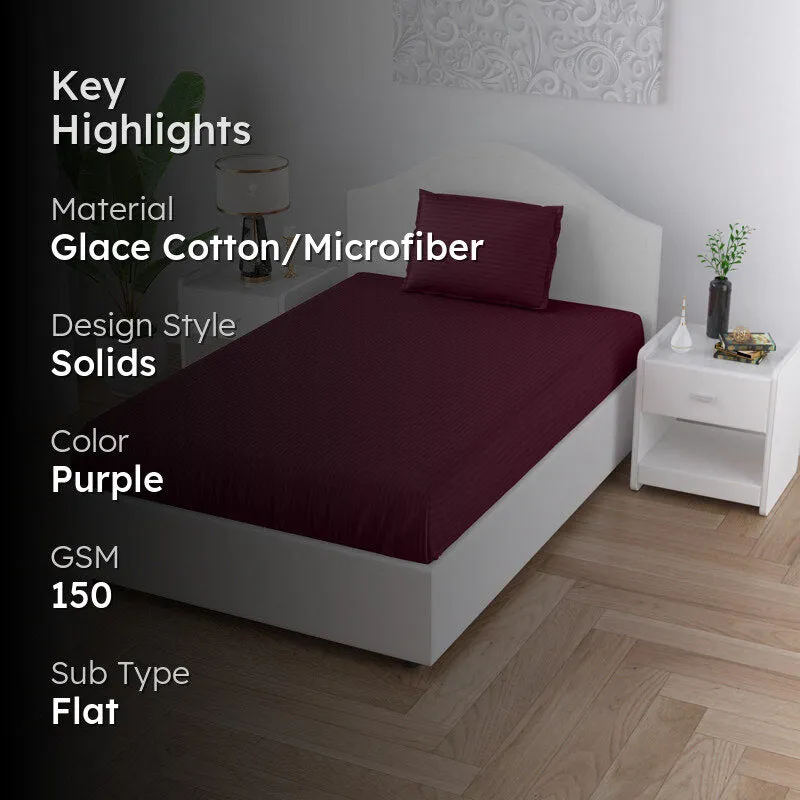 Sofia Solid Microfiber Bedsheet (Purple) - 150 GSM media 2