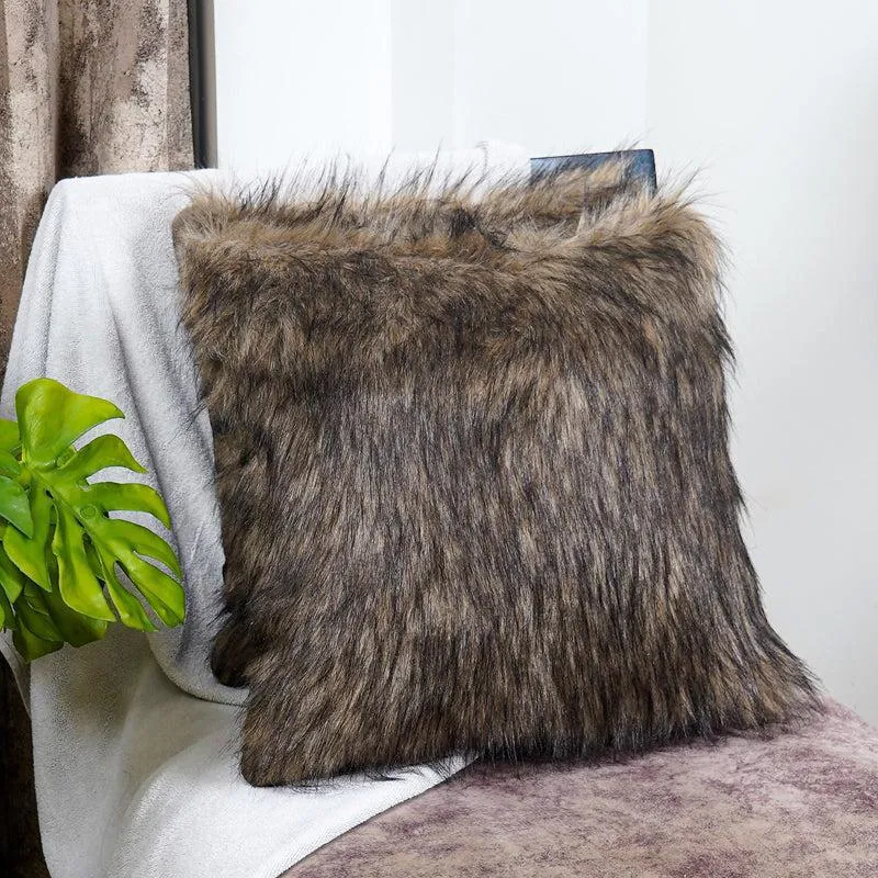 Velvuro Faux Fur Solid Cushion Cover (Dark Grey) - Set Of Two media 6