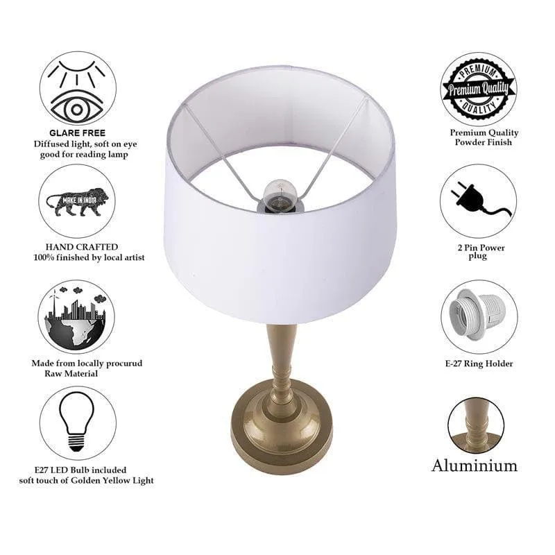 Imperial Gold Fabric Table Lamp With Drum Shade - Gold,White media 5