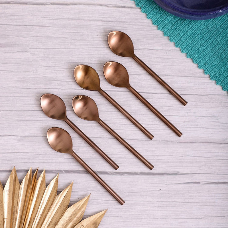 Zarif Stainless Steel Spoon Set (Gold) - Set Of Six image 3
