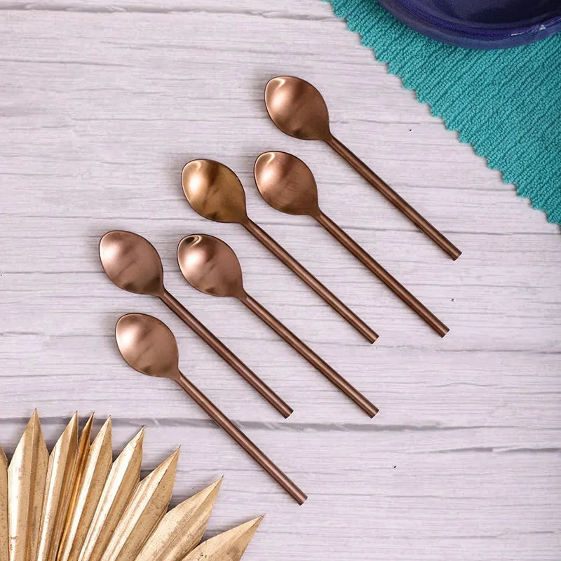 Zarif Stainless Steel Spoon Set (Gold) - Set Of Six media 3