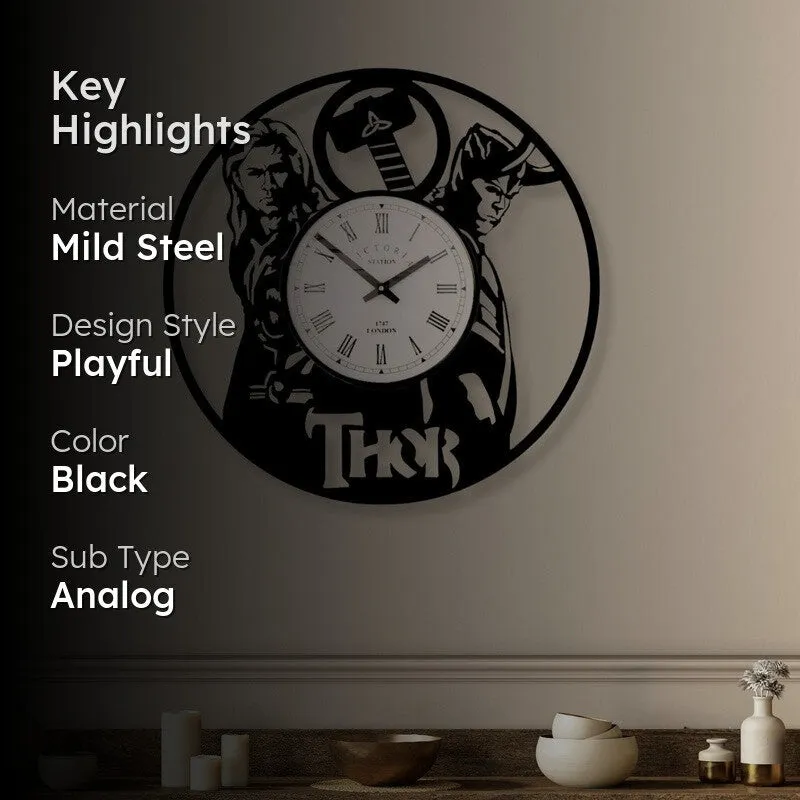 Thor Steel Analog Wall Clock - Black media 2