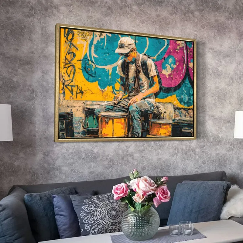 Drum Echo Canvas Wall Painting With Frame media 6