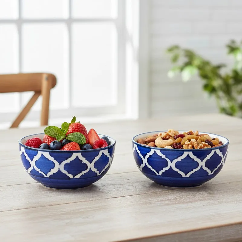 Biteza Ceramic Snack Bowls (Blue , 180 mL Each) - Set Of Two media 1