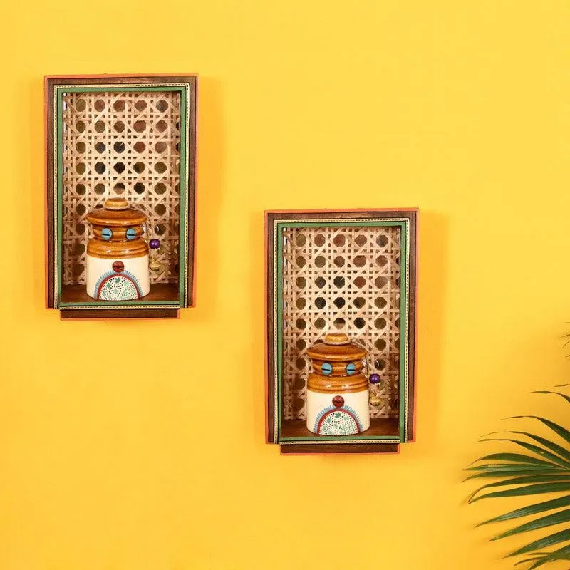 Shuma Handcrafted Wall Shelve With Bharni - Four Piece Set media 1