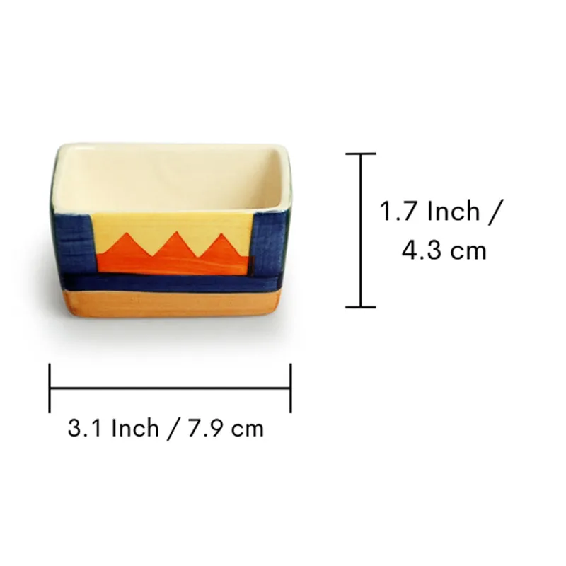 Vertex Handpainted Ceramic Dip Bowl With Tray (80 ML) - Five Piece Set media 8