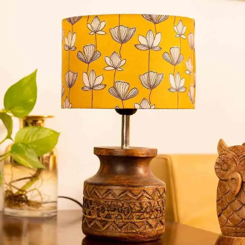 Fellow Wooden Table Lamp - Yellow,White media 3