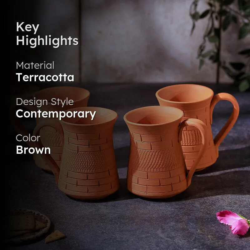 Smrithika Terracotta Coffee Mug (400 mL Each) - Set of Four media 2