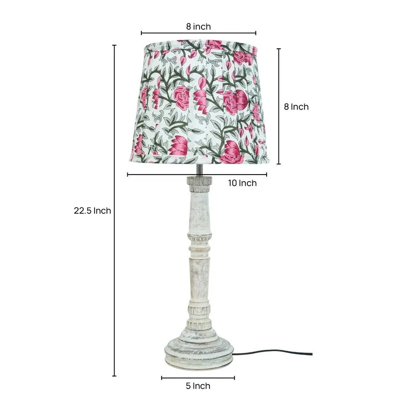 Rosevine Wooden Base Cotton Table Lamp - Multicolor media 5
