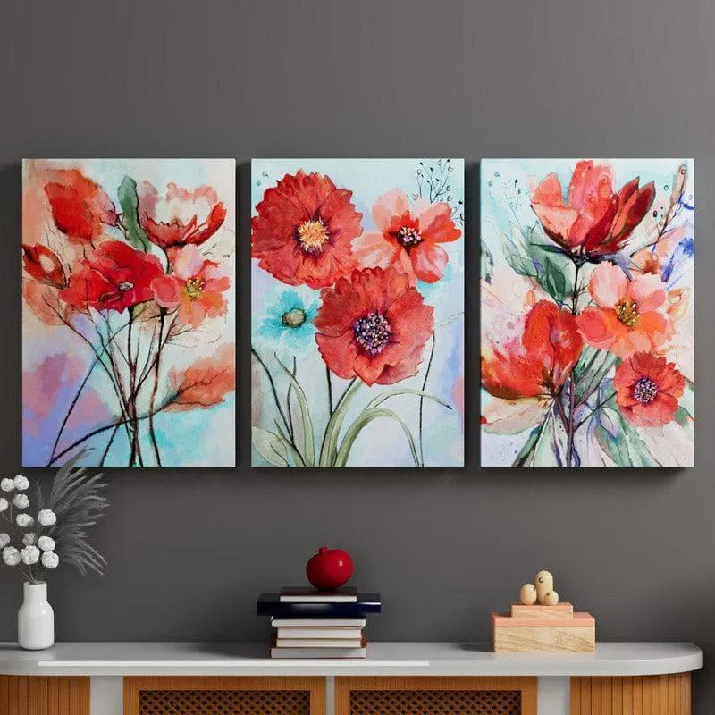 Bloom Parade Wall Painting - Set Of Three media 1