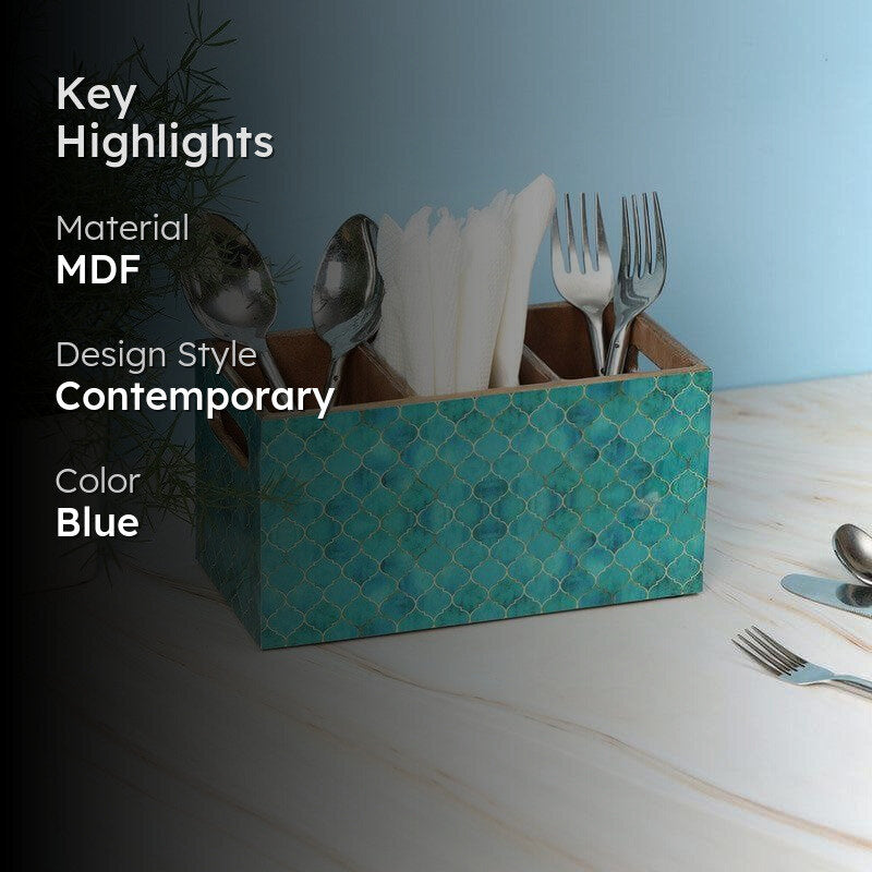 Blue Ombre Patterened Cutlery Holder media 2