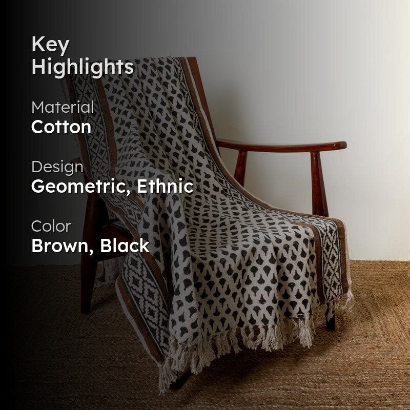 Amber Tiled Handblock Printed Throw media 2
