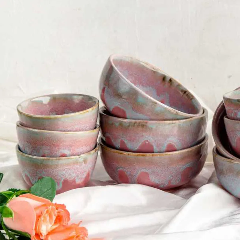 Aldia Pink Handmade Ceramic Snack Bowl - 250 ML media 3