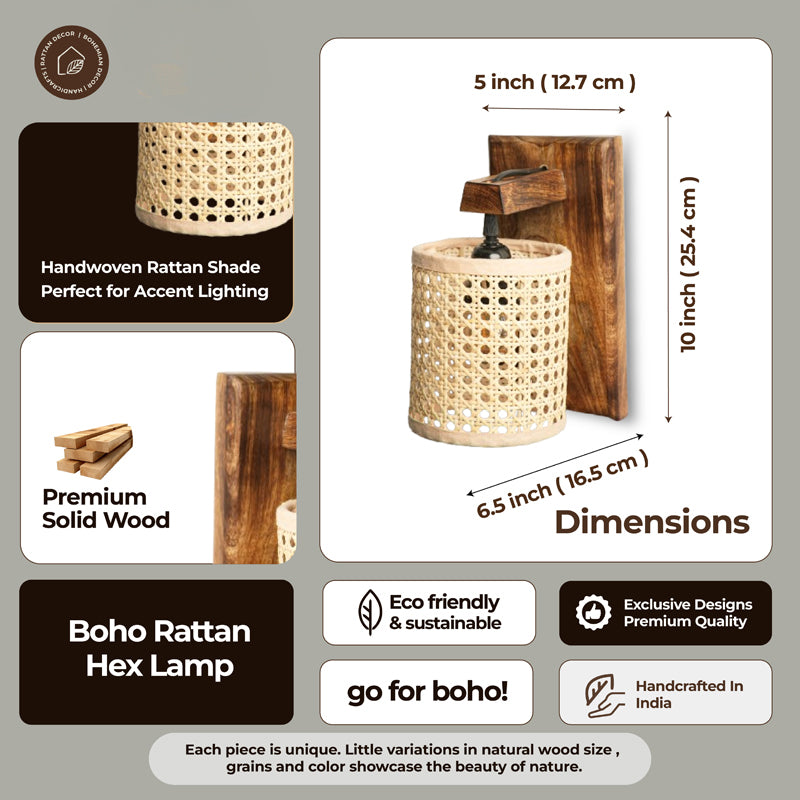 LumaRay Rattan Wall Lamp With Mango Wood Base media 7