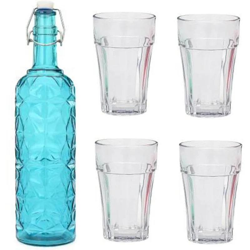 Slate 1000 mL Water Bottle With 150 mL Glasses - Five Piece Set media 1
