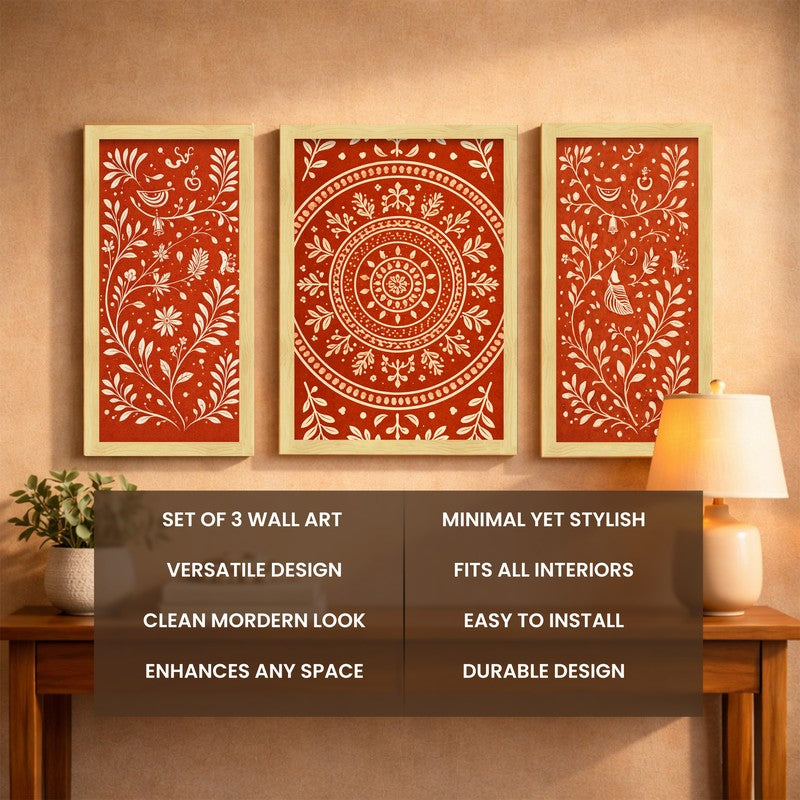 Timeless Indian Wall Art With Frame - Set of Three media 5