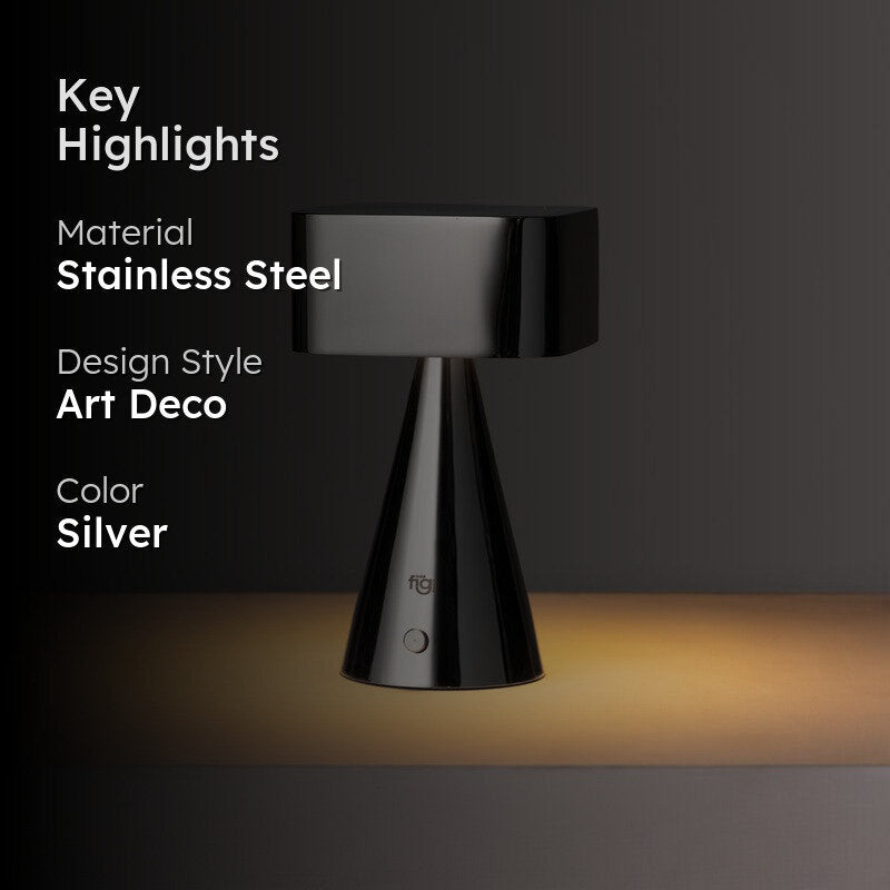 Fig Living Chrome Portable Stainless Steel Table Lamp - Silver media 2