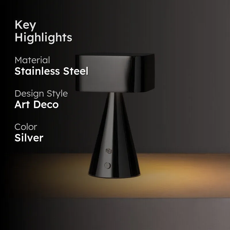 Fig Living Chrome Portable Stainless Steel Table Lamp - Silver media 2