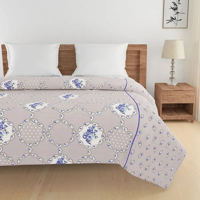 Swayam Rose Grove Cotton Comforter (Grey) - 150 GSM media 3
