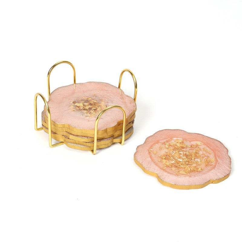 Celeste Crystal Coaster With Stand (Pink) - Seven Piece Set media 6