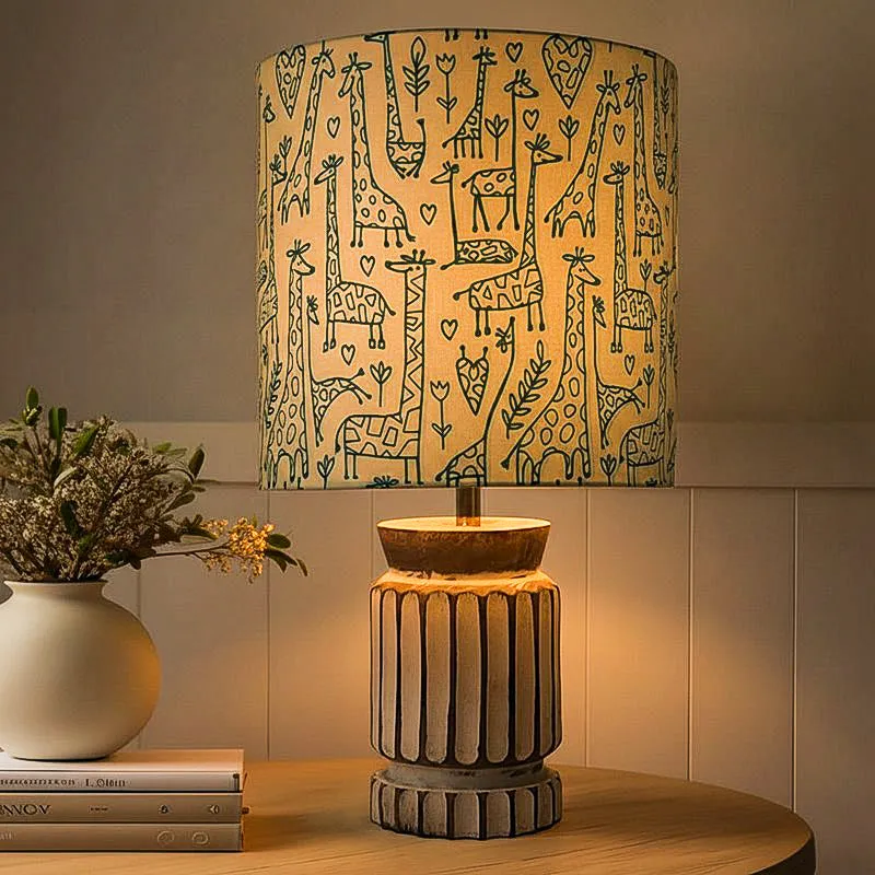 Regent Carved Fabric Table Lamp - Beige,White media 1