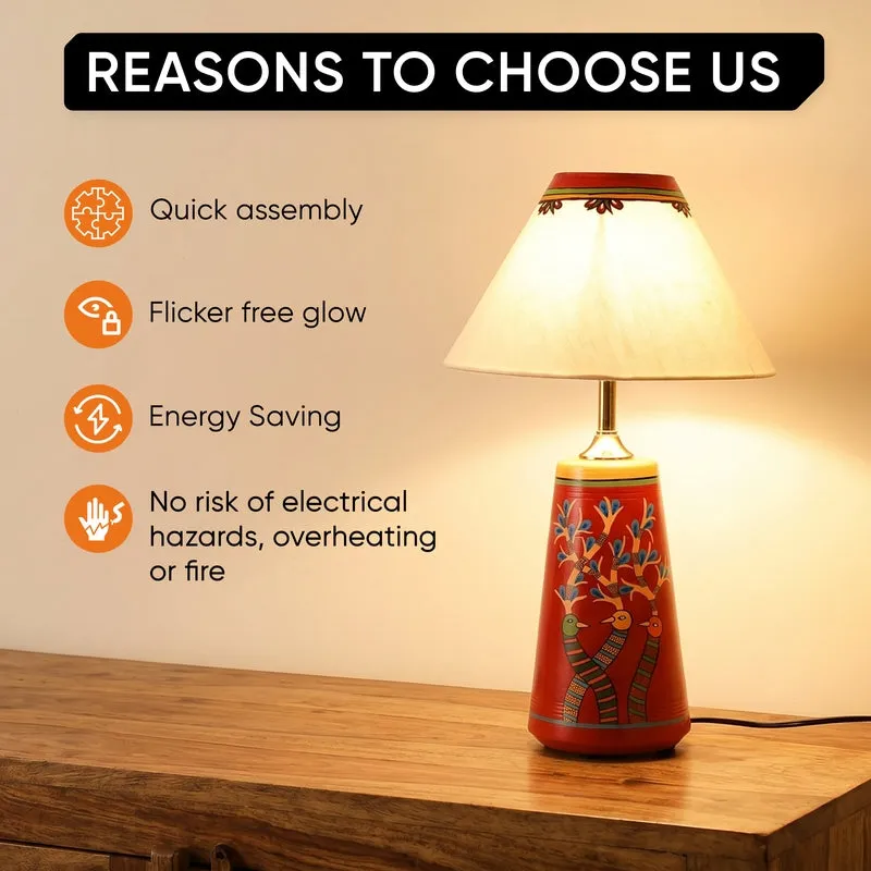 Birdo Chirp Terracotta Table Lamp - Multicolor - 16