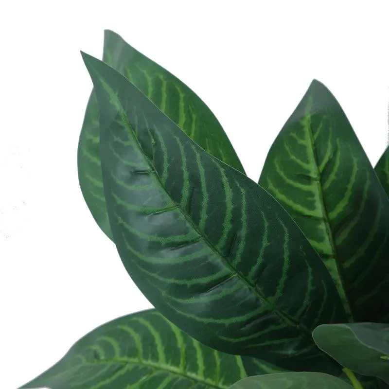 Faux Green Croton Plant With Black Plastic Pot (50 cms) - Set Of Two media 5