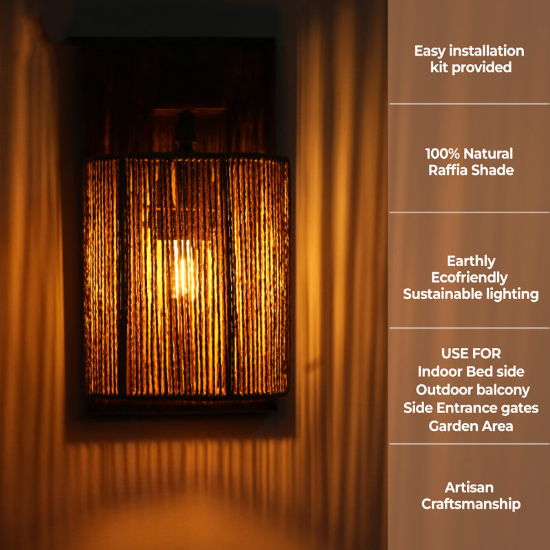 Luma Ray Rattan Wall Lamp With Mango Wood Base media 5
