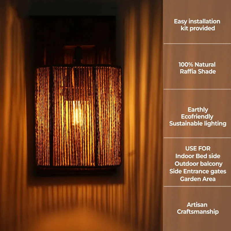 Luma Ray Rattan Wall Lamp With Mango Wood Base media 5