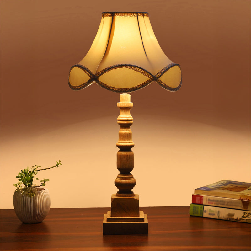 Valencia Arc Arbor Wooden Table Lamp - Off White,Brown