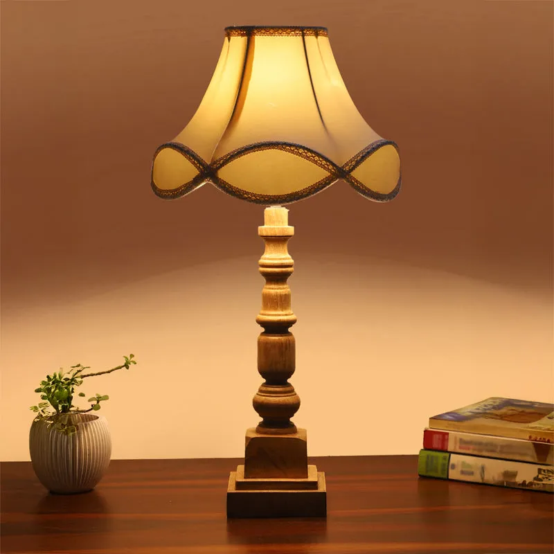 Valencia Arc Arbor Wooden Table Lamp - Off White,Brown media 1