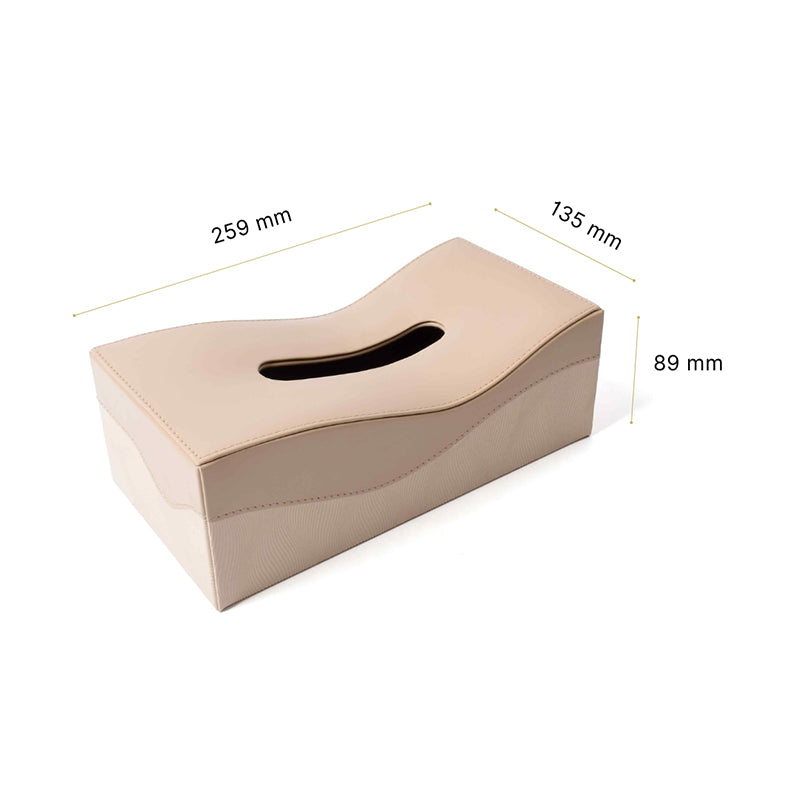 Veltrix Faux Leather Tissue Holder - Beige media 9