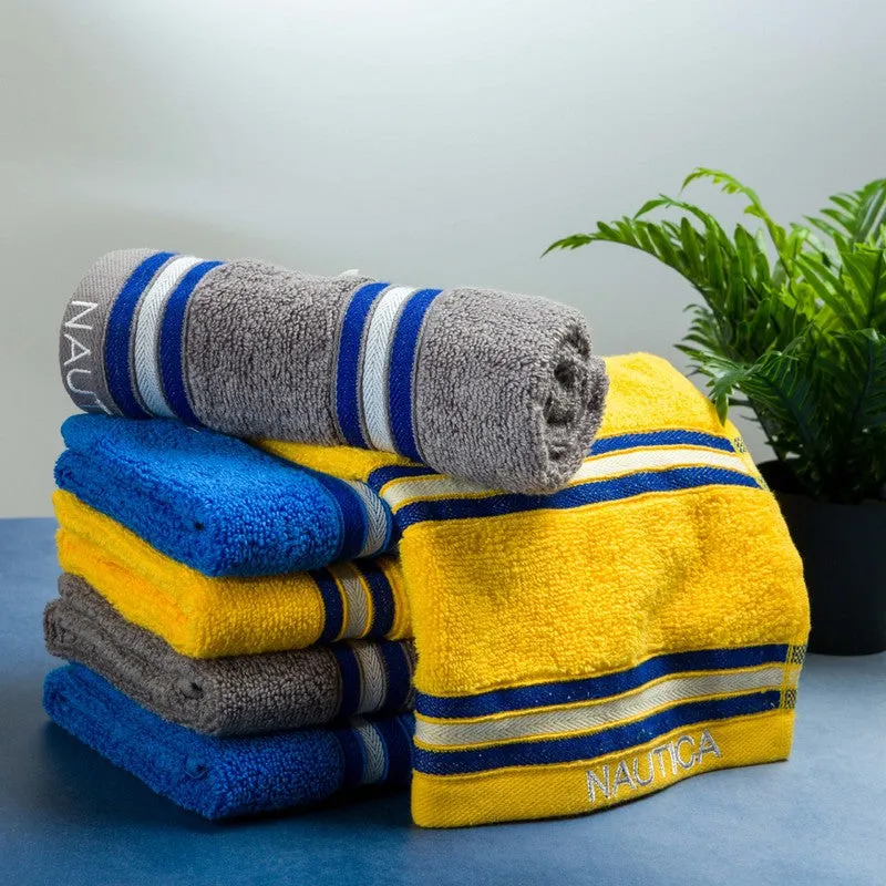 Nautica Dove Dual Down Cotton Hand Towel (Blue,Yellow & Grey) - Set Of Six media 3