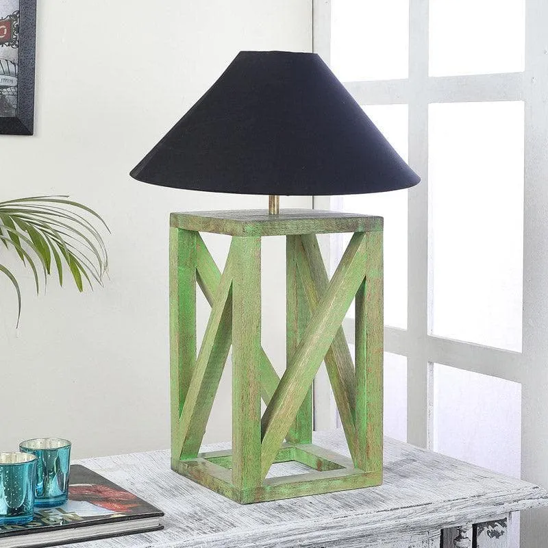 Iris Criss Cross Fabric Table Lamp - Black,Green media 3