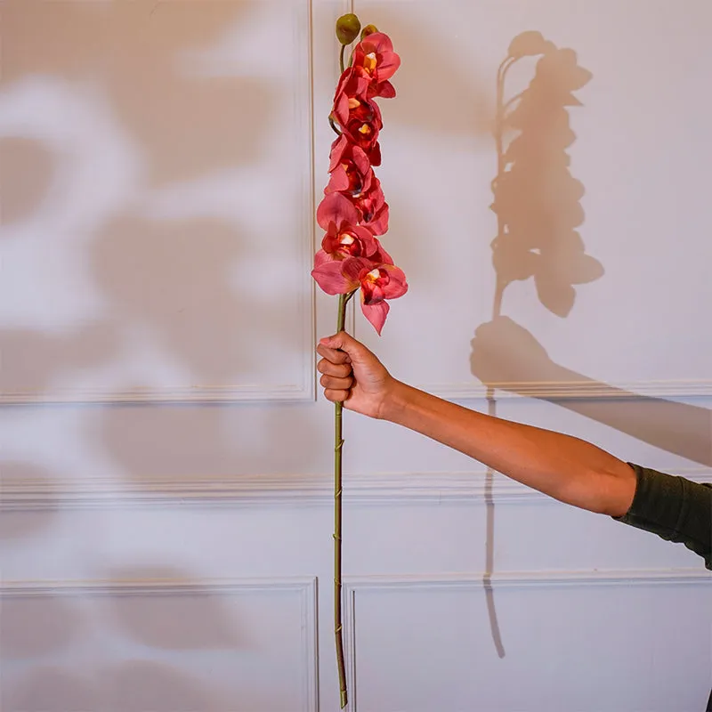 Faux Silicone Cymbidium Orchid Flower Stick (Red) - 35 CM media 1