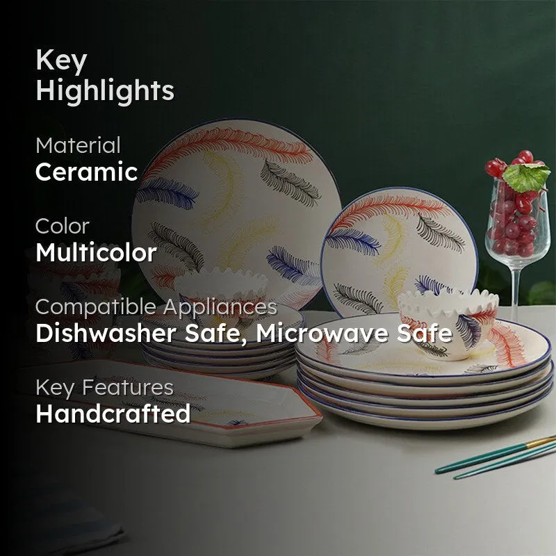 Multicolor Ceramic Dinner Set - 19 Piece Set media 2