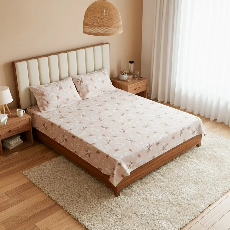 Carmilla Floral Cotton Bedsheet (Brown) - 180 TC media 1