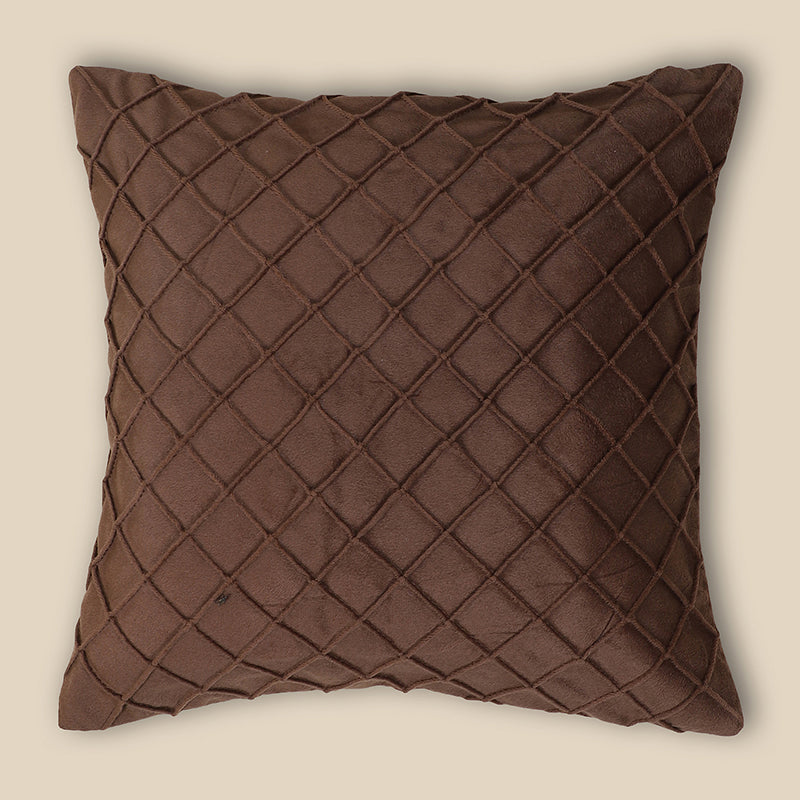 Swayam Lohita Pintex Velvet Cushion Cover (Brown) - Set of Two image 3