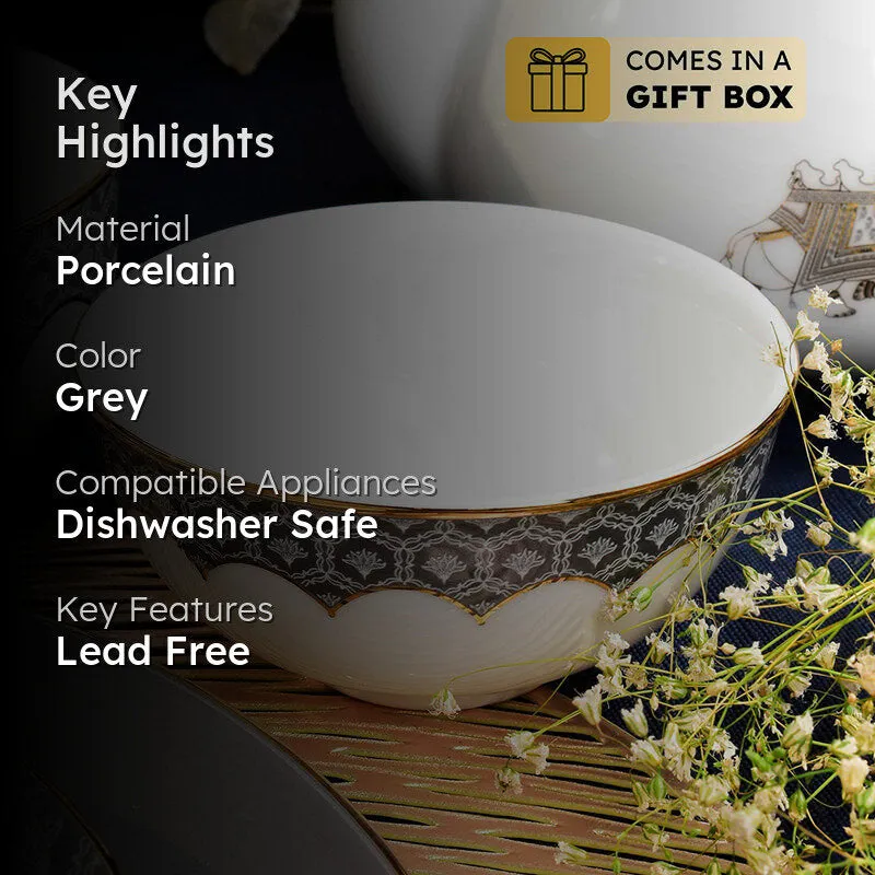 Gilded Legacy 24k Gold Brushed Porcelain Dinner Set (Grey) - 21 Piece Set media 2
