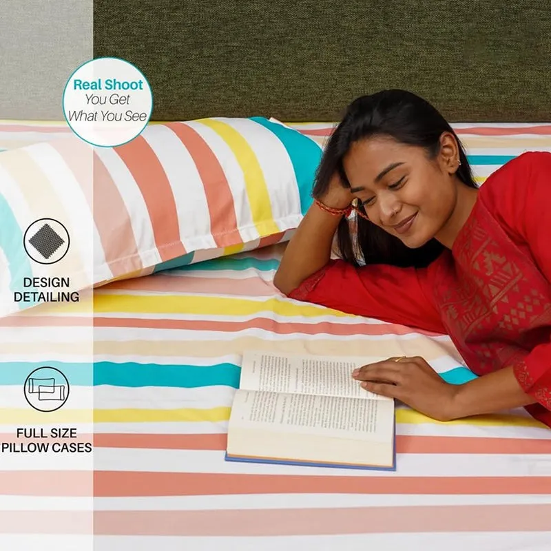 Urban Space Multi-Colour Stripes Cotton Bedsheet (Pastel)(200) - 200 TC media 8